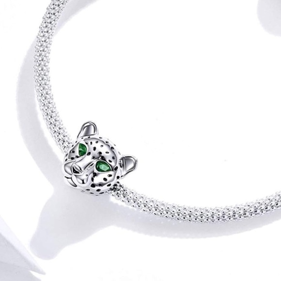 Sterling Silver Leopard Charm with Green Eyes cz for your Pandora - Picture 3 of 3